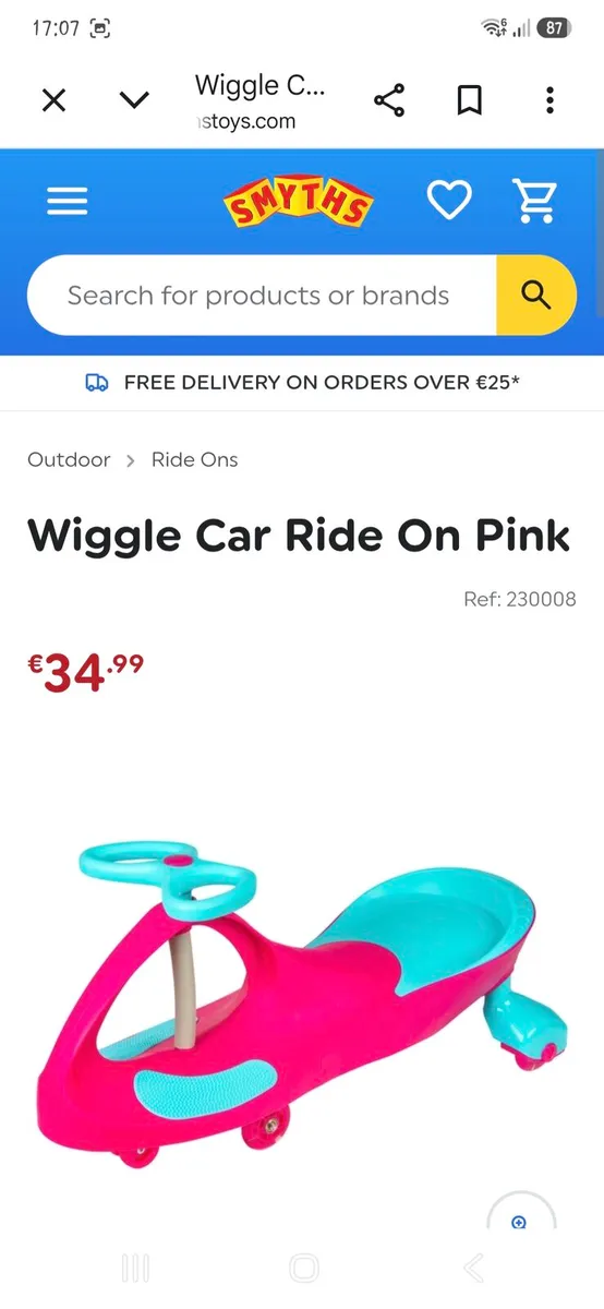 Childs wiggle pink car - Image 2