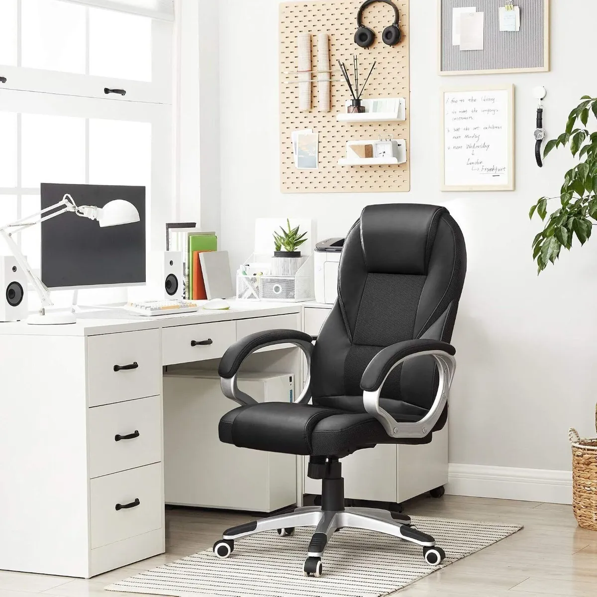 Adjustable Ergonomic Black Office Chair - Image 2