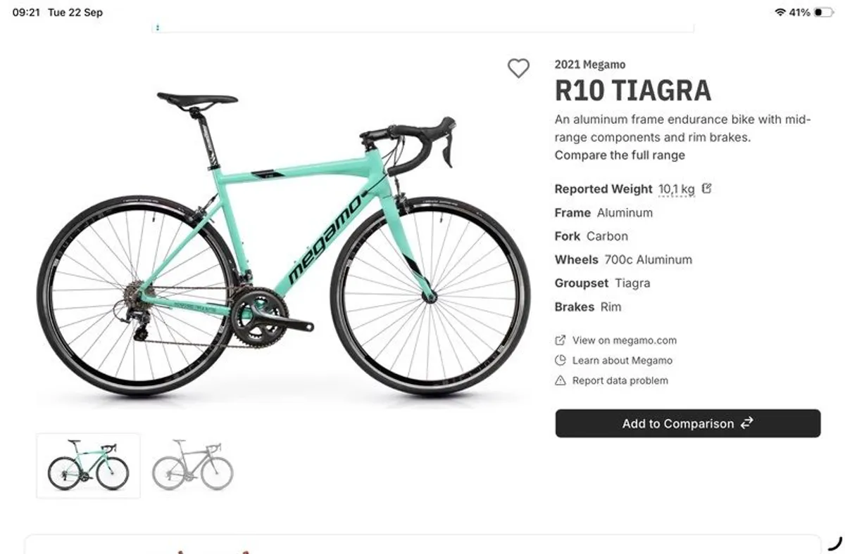 Racing Bike for sale ladies Megamo R10 Tiagra 46cm - Image 4