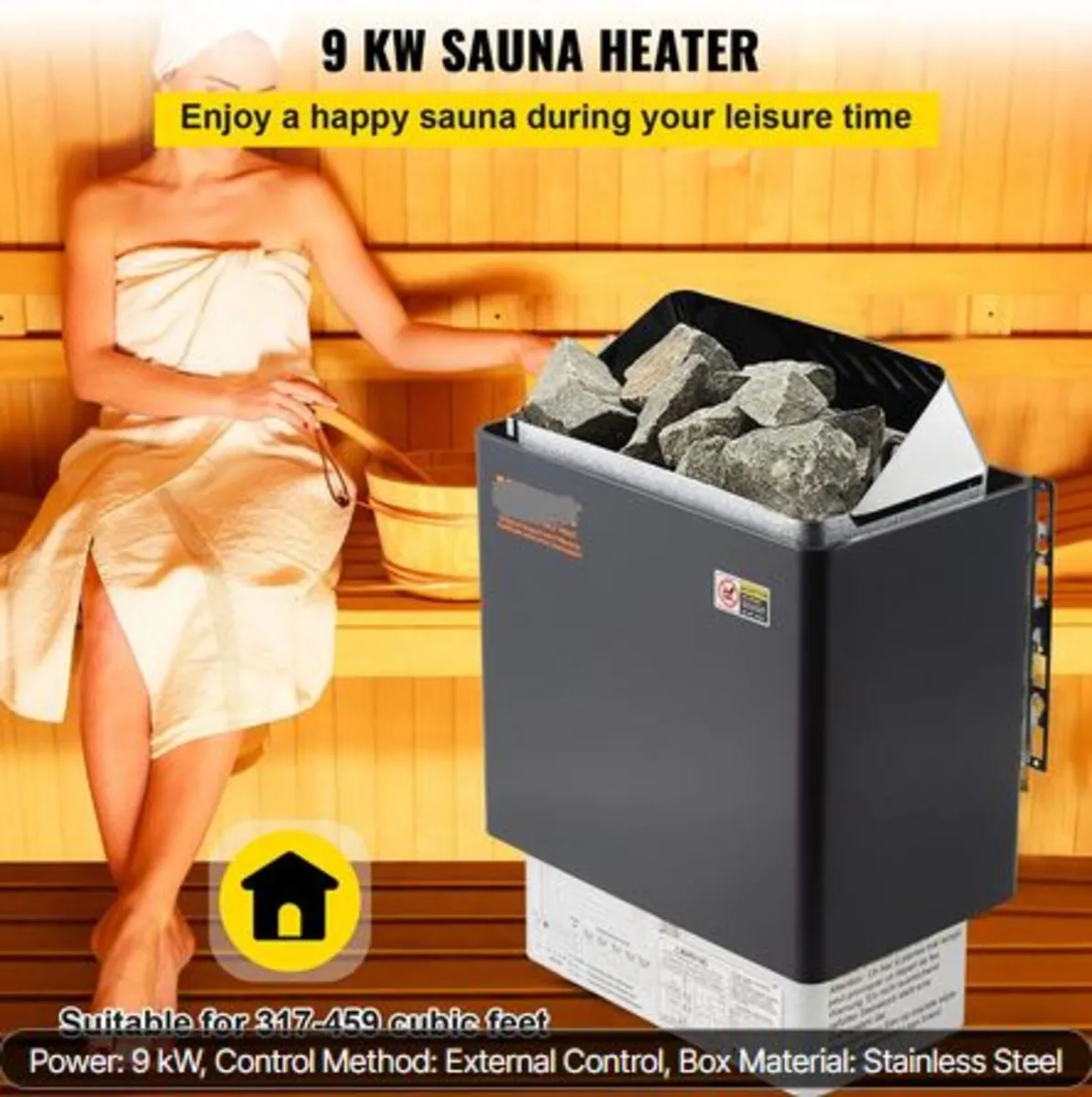 9KW Electric Dry Sauna Heater Stove W/External - Image 2