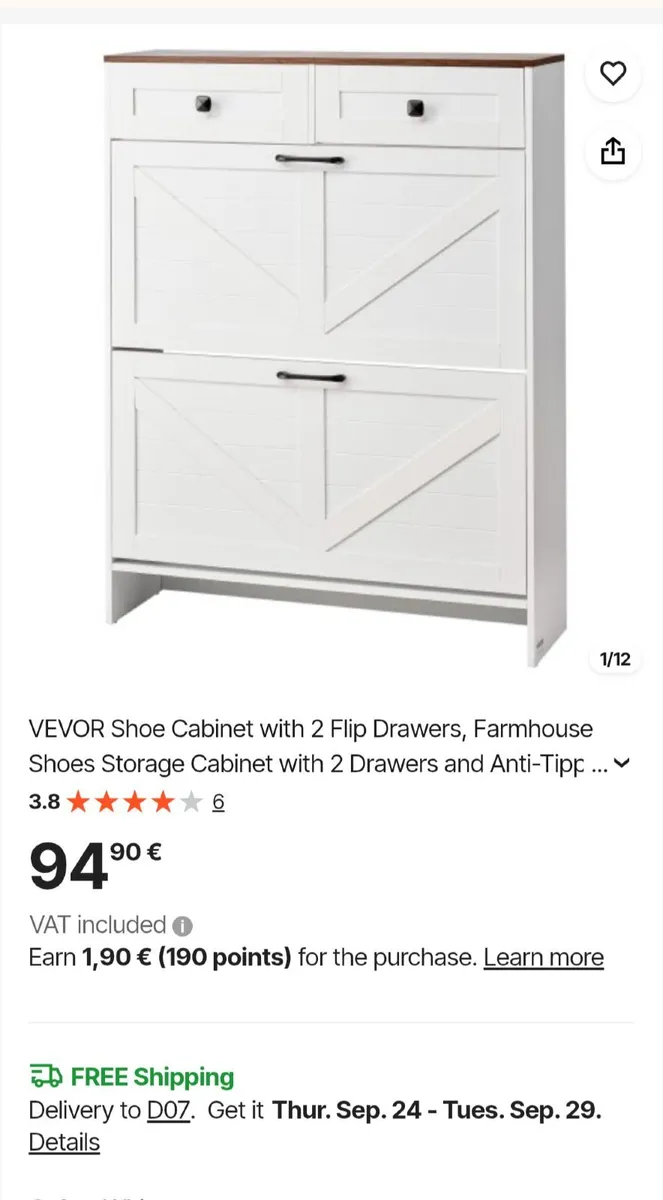 Shoe cabinet with drawer - still in the box - Image 2