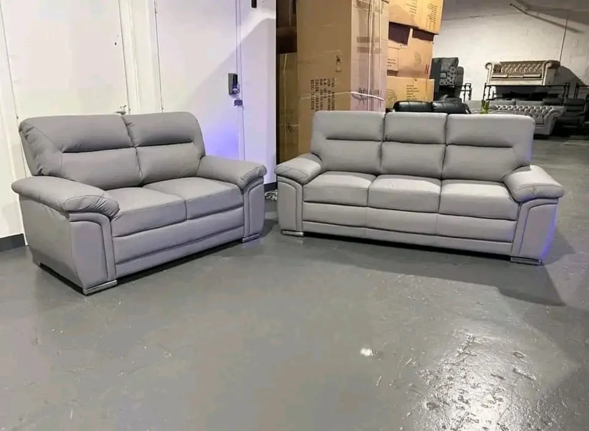 3+2 Bromley Gretal Leather & Fabric Sofa Sets - Image 1