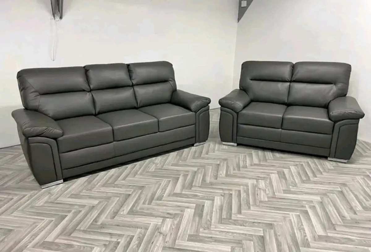 3+2 Bromley Gretal Leather & Fabric Sofa Sets - Image 4