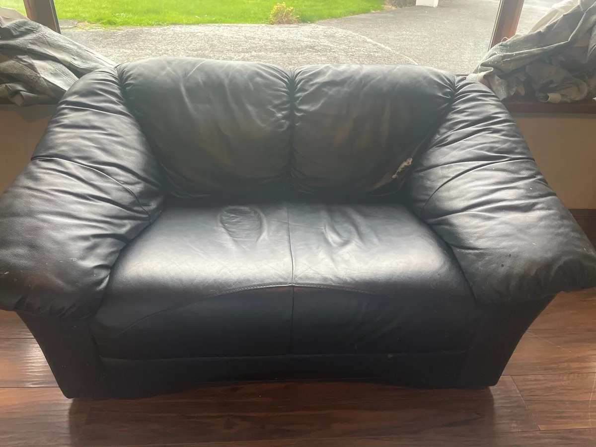 FREE MUST BE COLLECTED 3 and 2 leather couches - Image 2