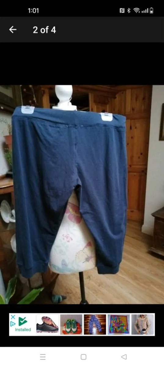 Navy. Penny's Capri tracksuit material pants draw - Image 2