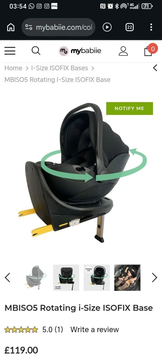 NEW My Babiie 360° Rotating car seat Isofix base - Image 1