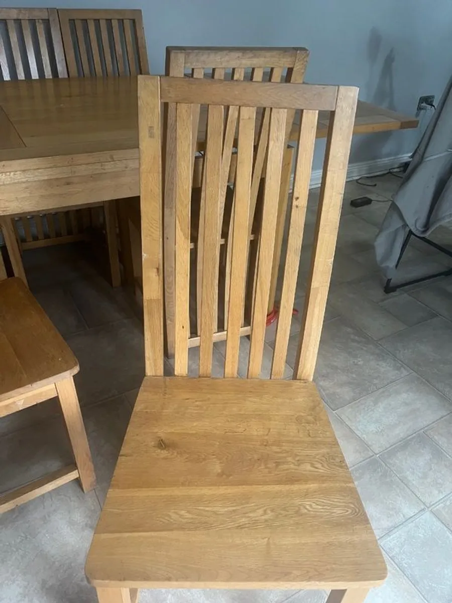 Solid Oak extending dining table and chairs - Image 2