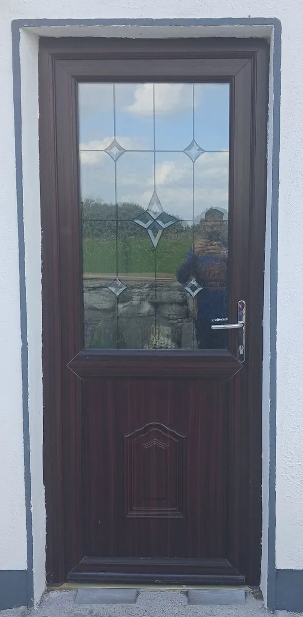 PVC external doors x 2 rosewood 880mm wide - Image 1