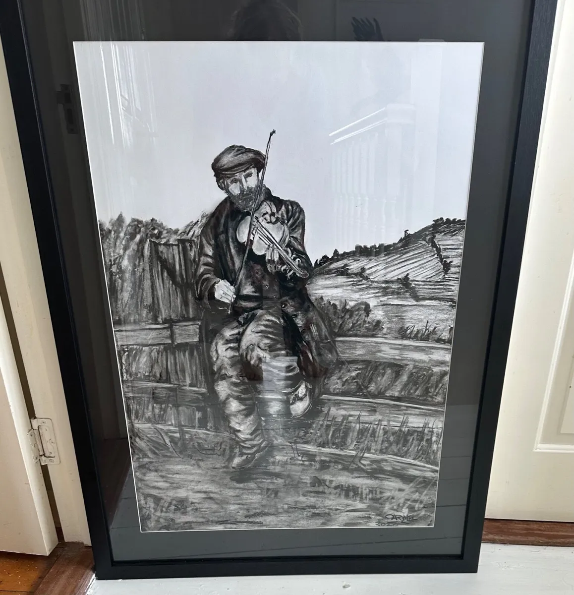 Original charcoal drawing of the fiddler on the st - Image 3