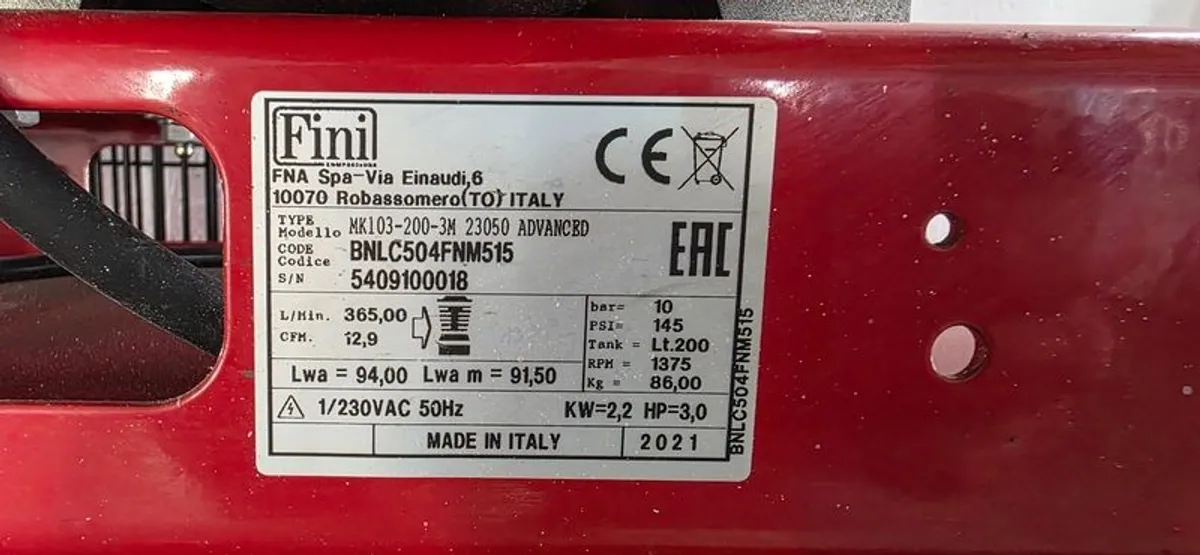 Fini Advanced compressor 200ltr 3hp - Image 2