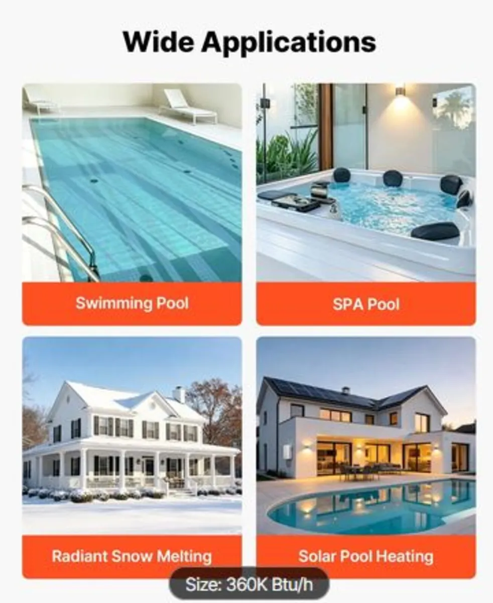 Pool Heat Exchanger, 360K BTU Swimming Pool Heater - Image 4