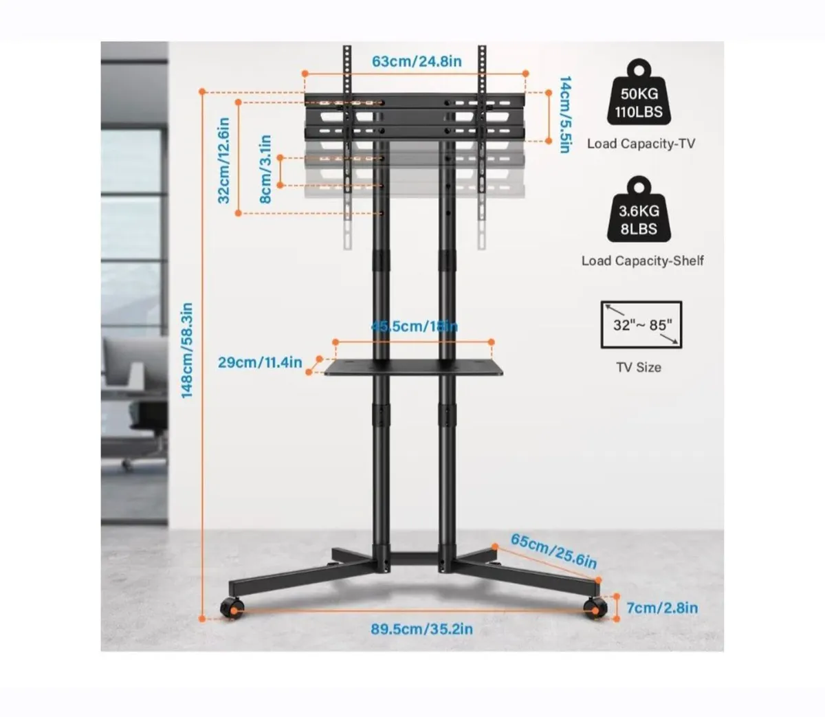 Television/moniter stand on wheels - Image 2