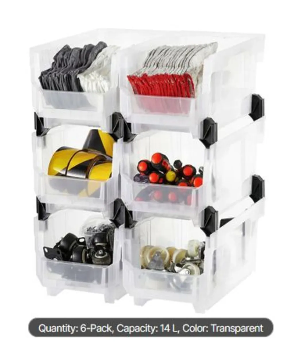 Plastic Stackable Storage Bins, 37.7 x 21.5x18 cm - Image 1