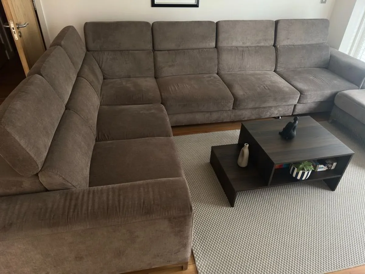 Large Corner Sofa Bed + Rug + Coffee Table, ONO - Image 1