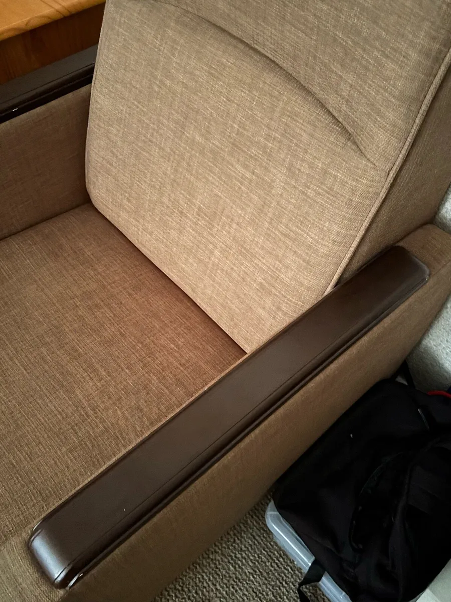 Brown Upholstered Armchair – Good Condition - Image 2