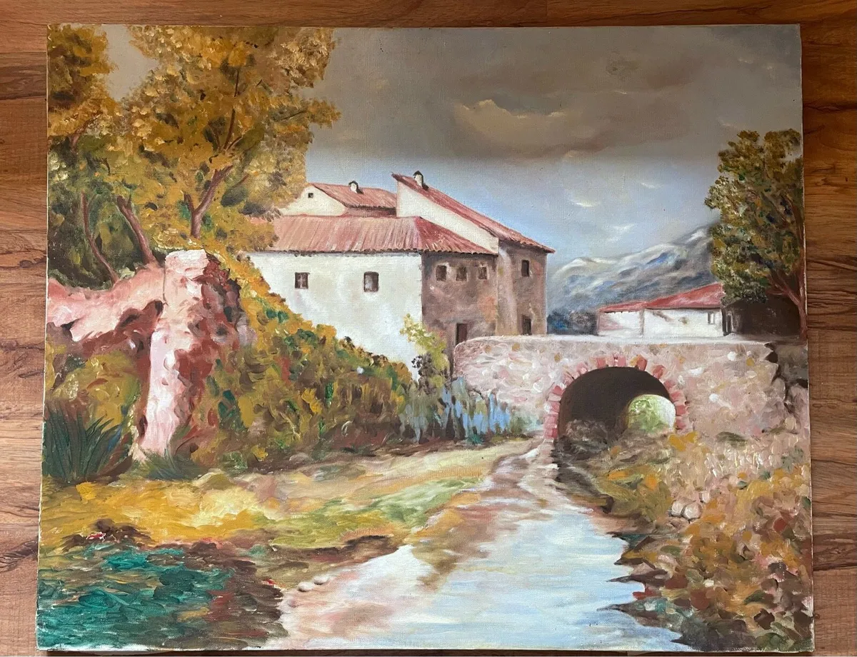 Antique oil on canvas - Image 1