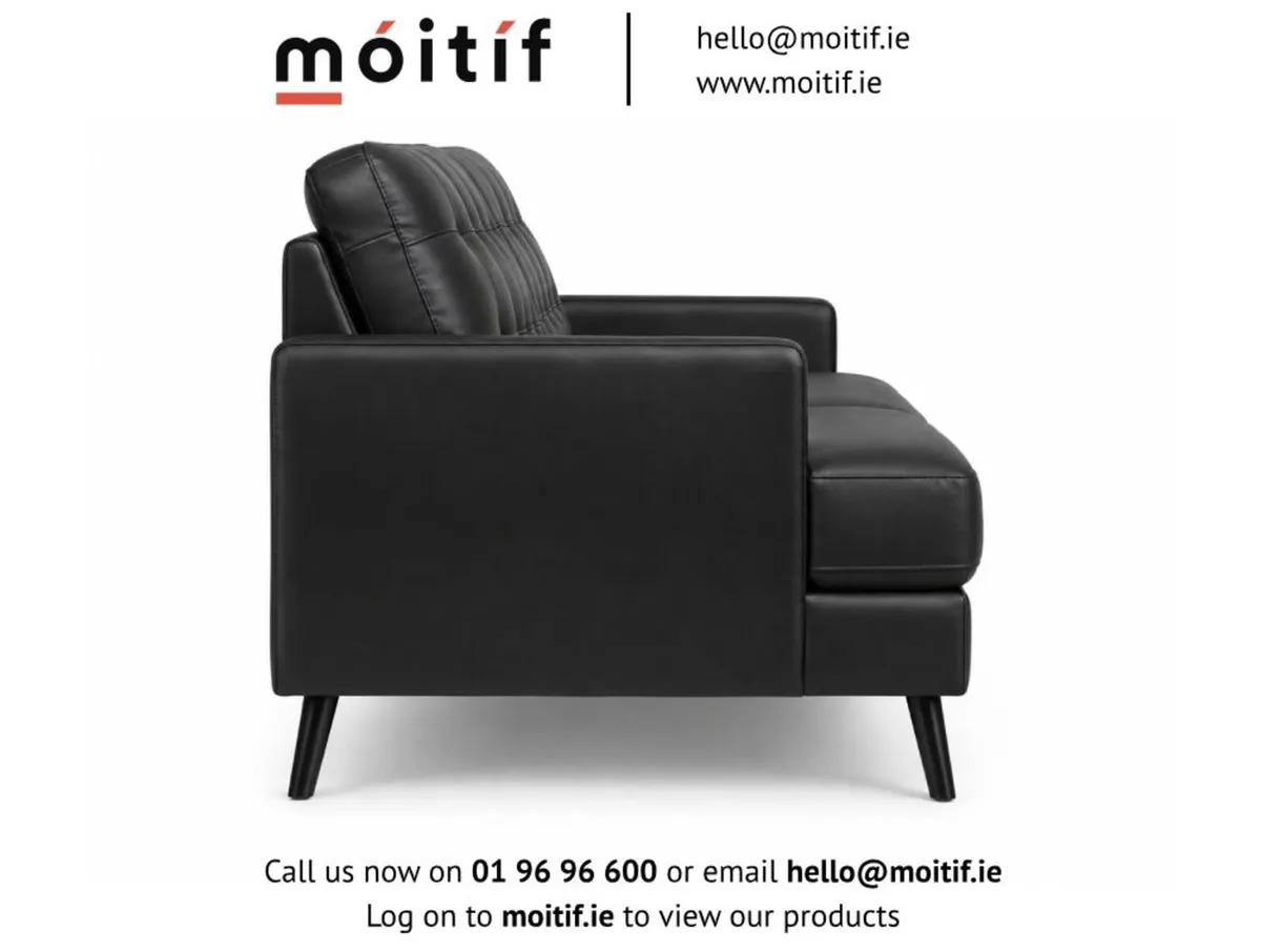 Hard Wearing Eco-Leather Black 2-Seater Sofa - Image 2