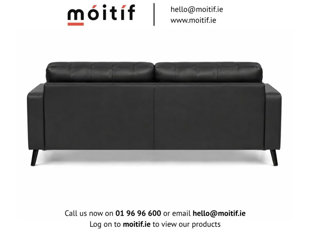 Hard Wearing Eco-Leather Black 2-Seater Sofa - Image 3