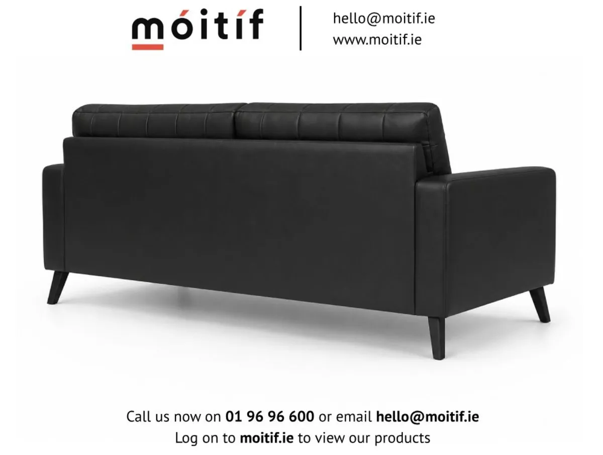 Hard Wearing Eco-Leather Black 2-Seater Sofa - Image 4