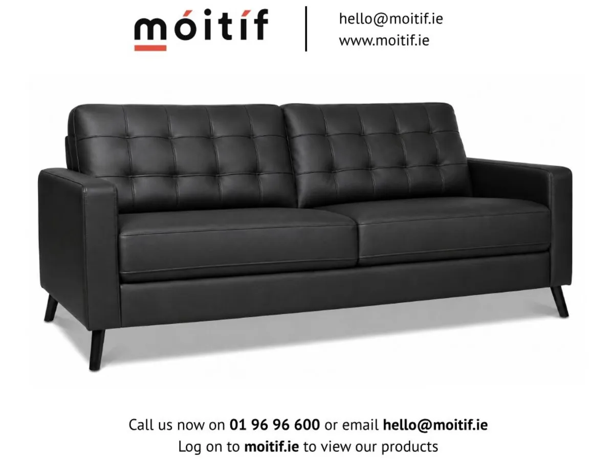 Hard Wearing Eco-Leather Black 3-Seater Sofa - Image 1
