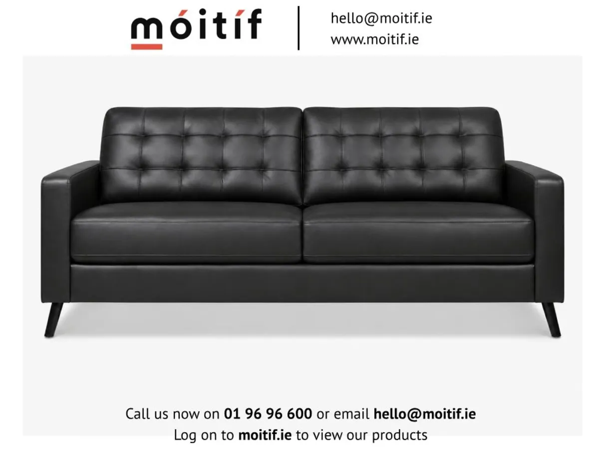 Hard Wearing Eco-Leather Black 3-Seater Sofa - Image 2
