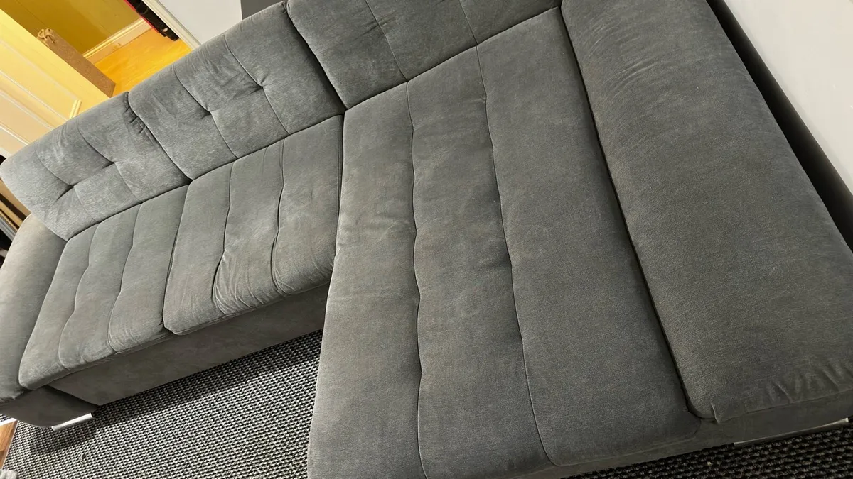 Grey L-Shaped Sofa Bed with Storage - Image 4