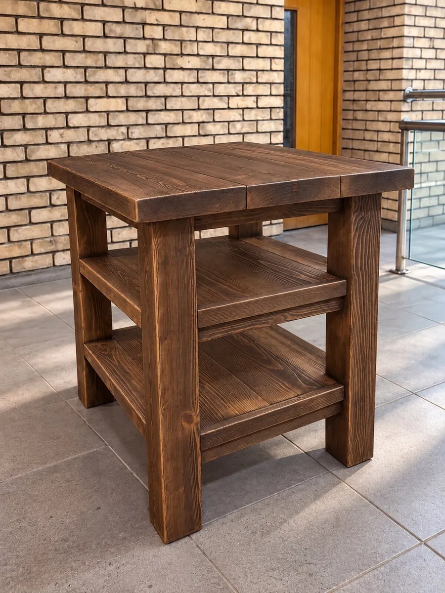 Handmade Rustic Solid Wood Kitchen Island - Image 1