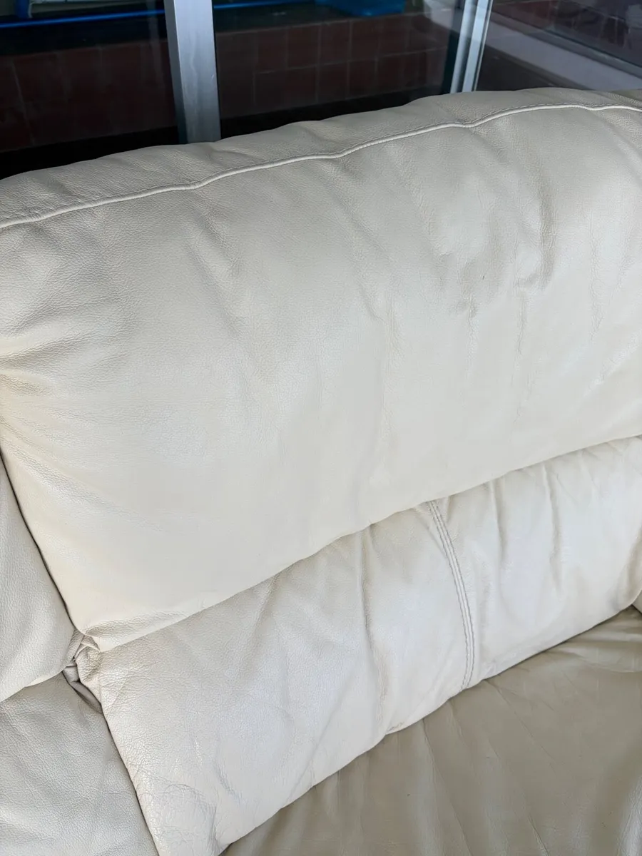 2 seater leather cream Sofa - Image 3