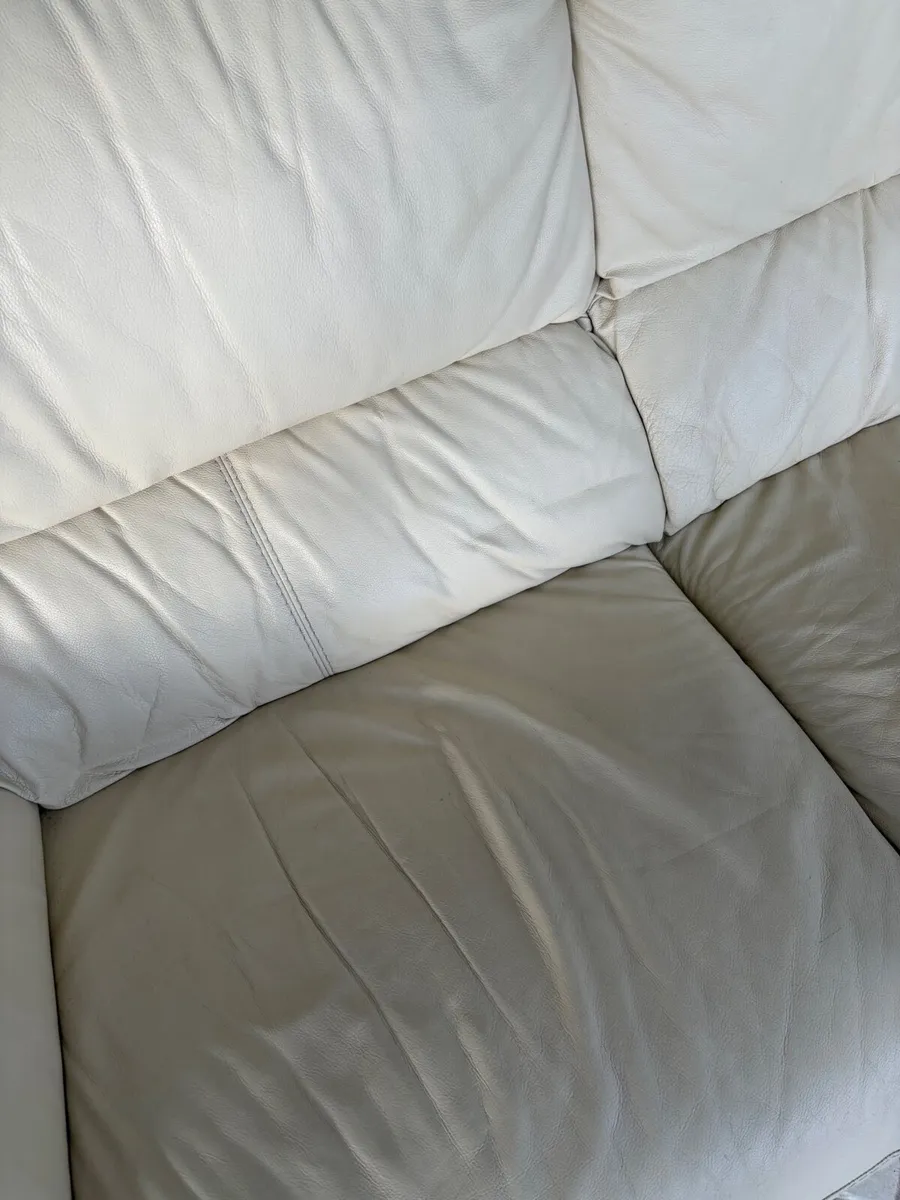 2 seater leather cream Sofa - Image 4
