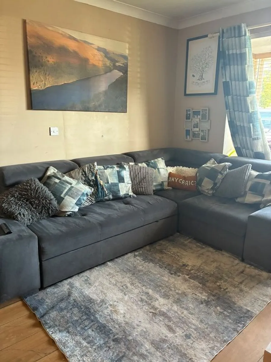 Large Grey Corner Sofa  Pull-Out Bed - Image 1