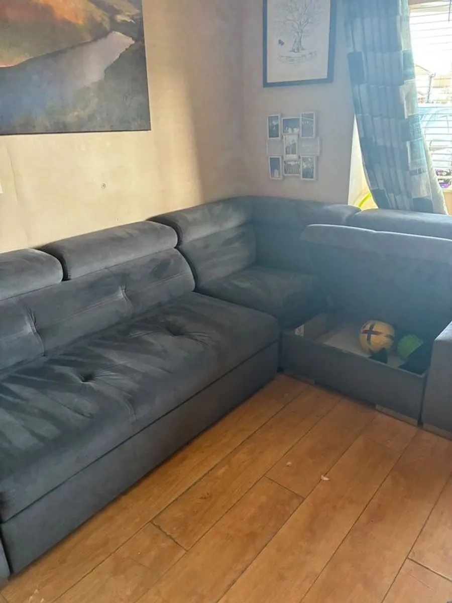 Large Grey Corner Sofa  Pull-Out Bed - Image 3