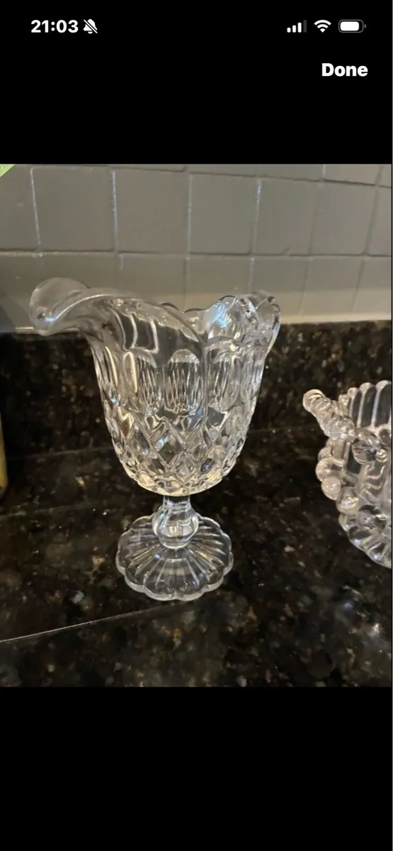 Vintage Crystal Milk & Sugar Bowls - Image 2
