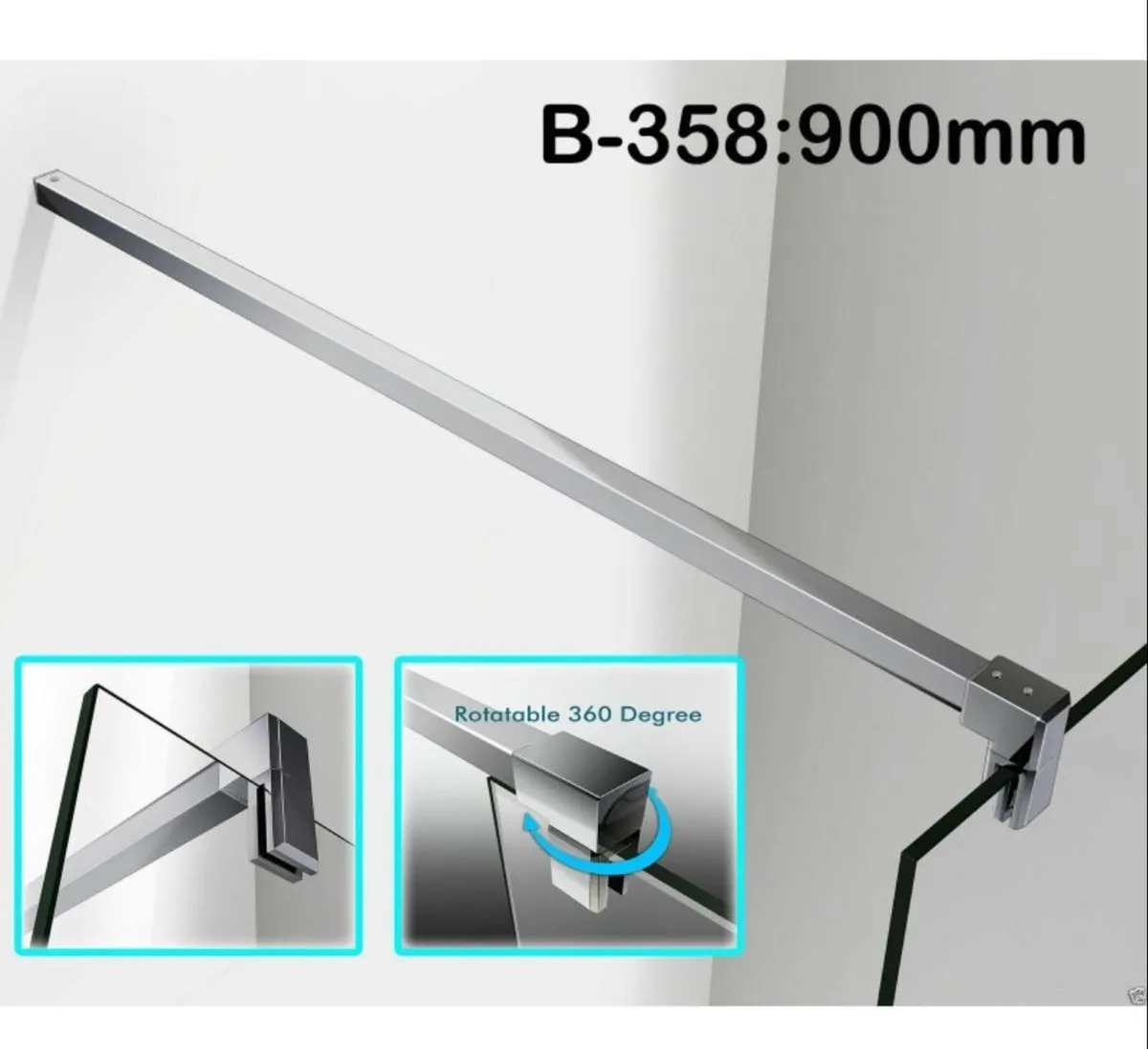 500mm wet room chrome and glass shower panel - Image 1