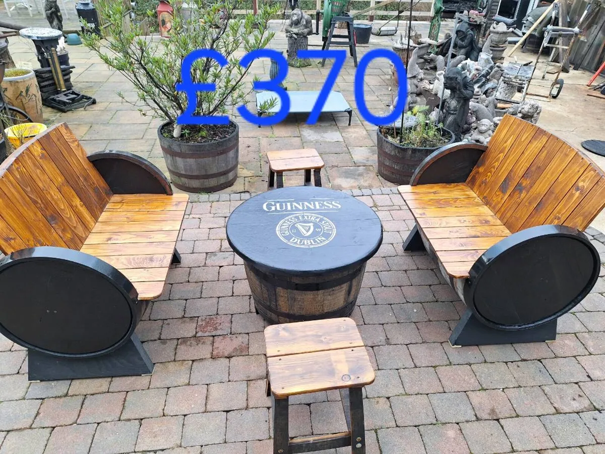 Oak barrel garden furniture - Image 1