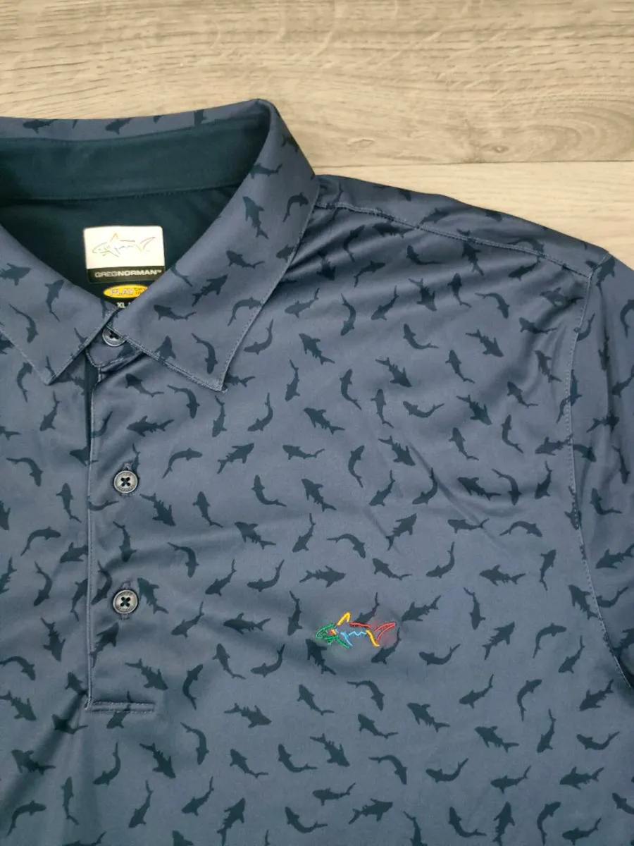 Greg Norman Shark Print Golf Polo Shirt Mens XL - Image 3