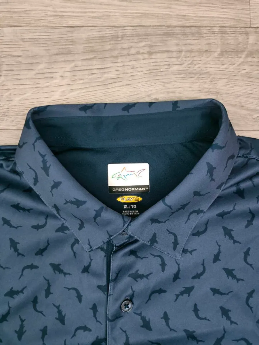 Greg Norman Shark Print Golf Polo Shirt Mens XL - Image 4