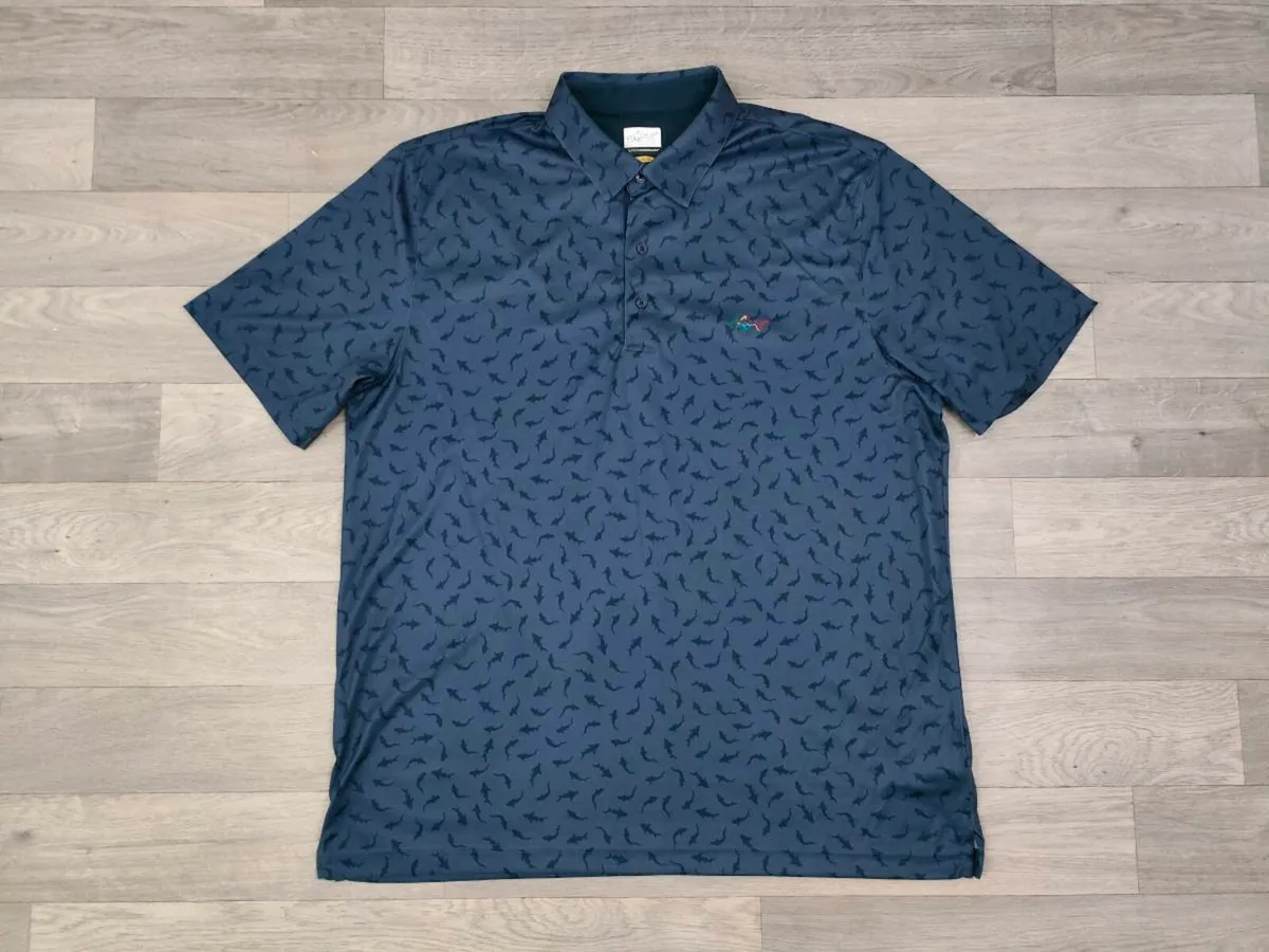 Greg Norman Shark Print Golf Polo Shirt Mens XL - Image 1