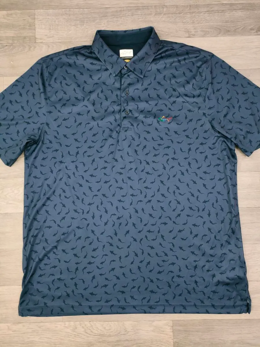 Greg Norman Shark Print Golf Polo Shirt Mens XL - Image 2