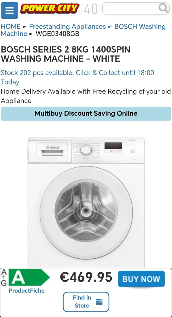 Bosch Series 2 Washing machine 8kg 1400 spin speed - Image 1