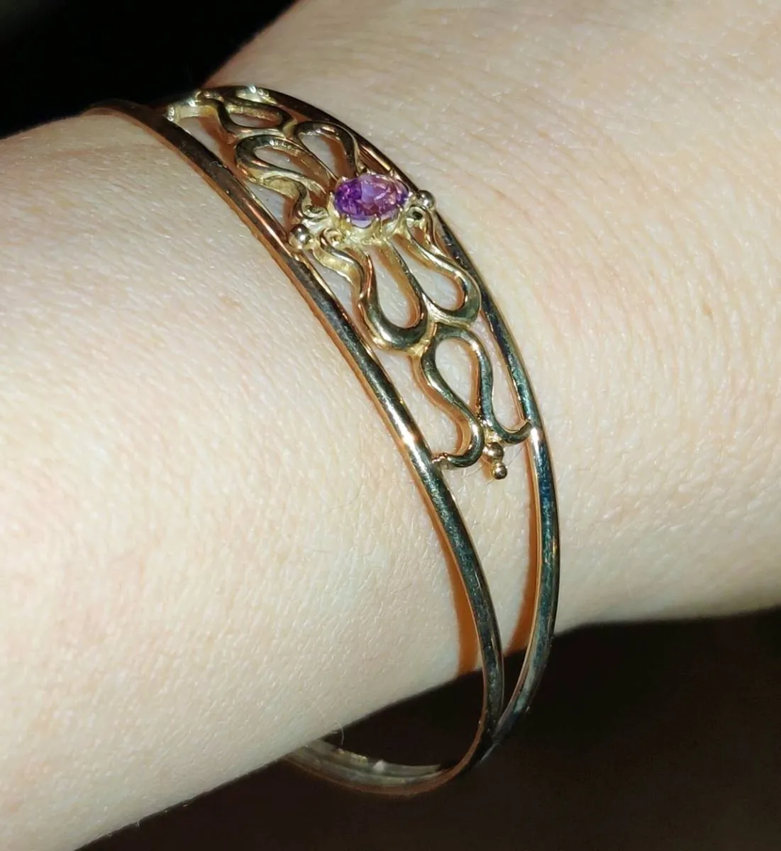 RARE HUGE AMETHYST, 9CT Gold 4.73g New Bangle ! - Image 4