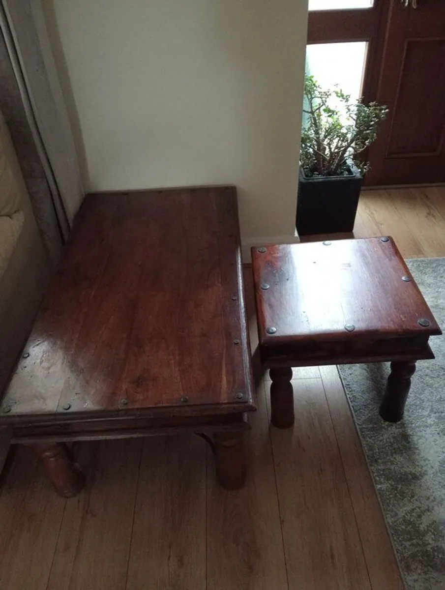 Tables, bedside locker & rug - Image 1