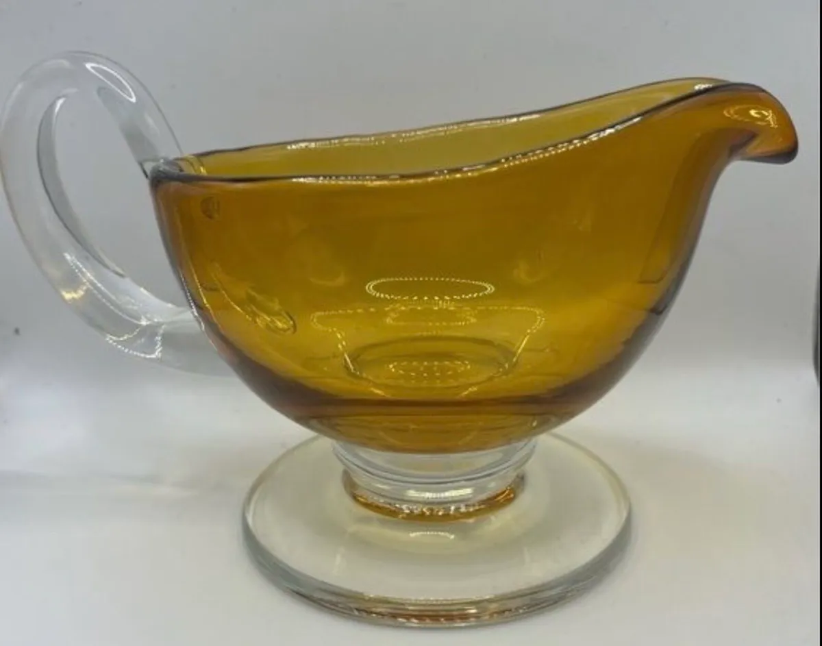 Hand-Blown Art Glass   Williams Sonoma Amber Glass - Image 3