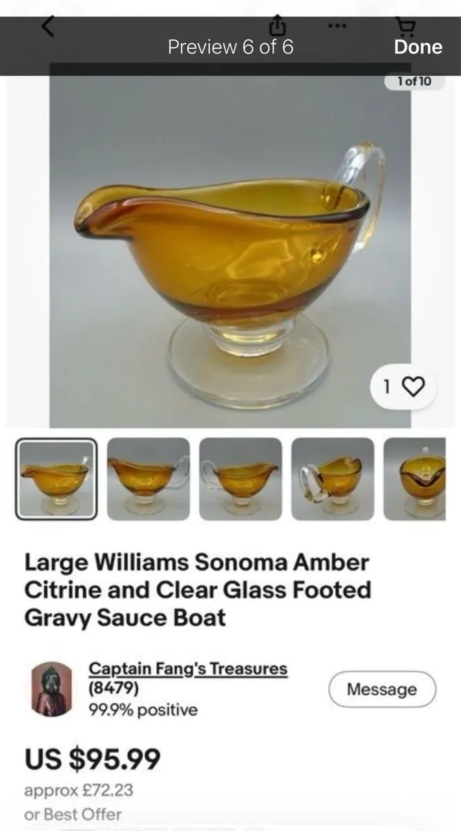 Hand-Blown Art Glass   Williams Sonoma Amber Glass - Image 4
