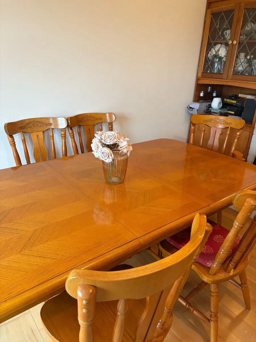 Solid Wood Dining Table with Matching Chairs - Image 2