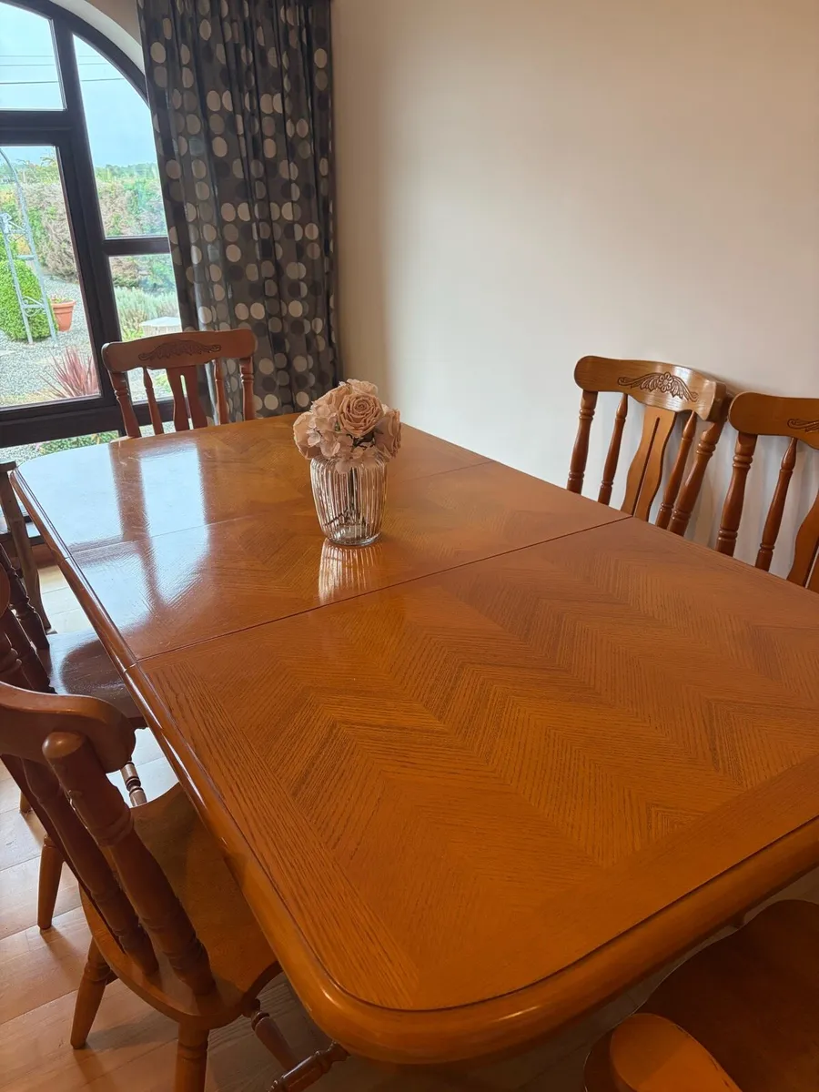 Solid Wood Dining Table with Matching Chairs - Image 1