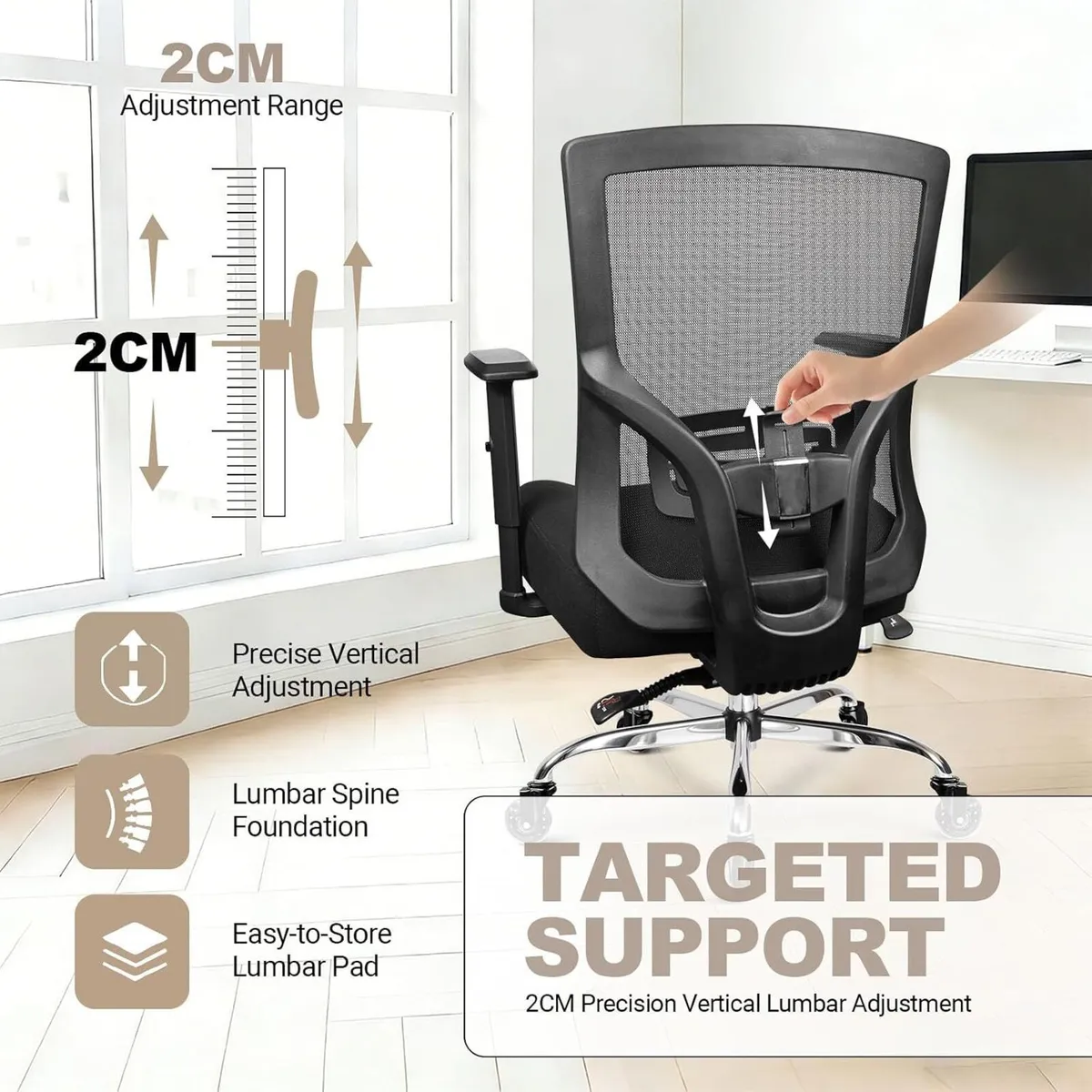 440lbs 200KG Heavy Duty Ergonomic Office Chair Xxl - Image 4