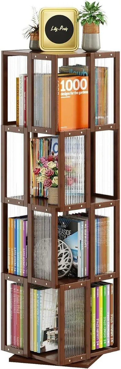 Rotating Bookshelf Tower 4 Tier 360degreesstorage - Image 1