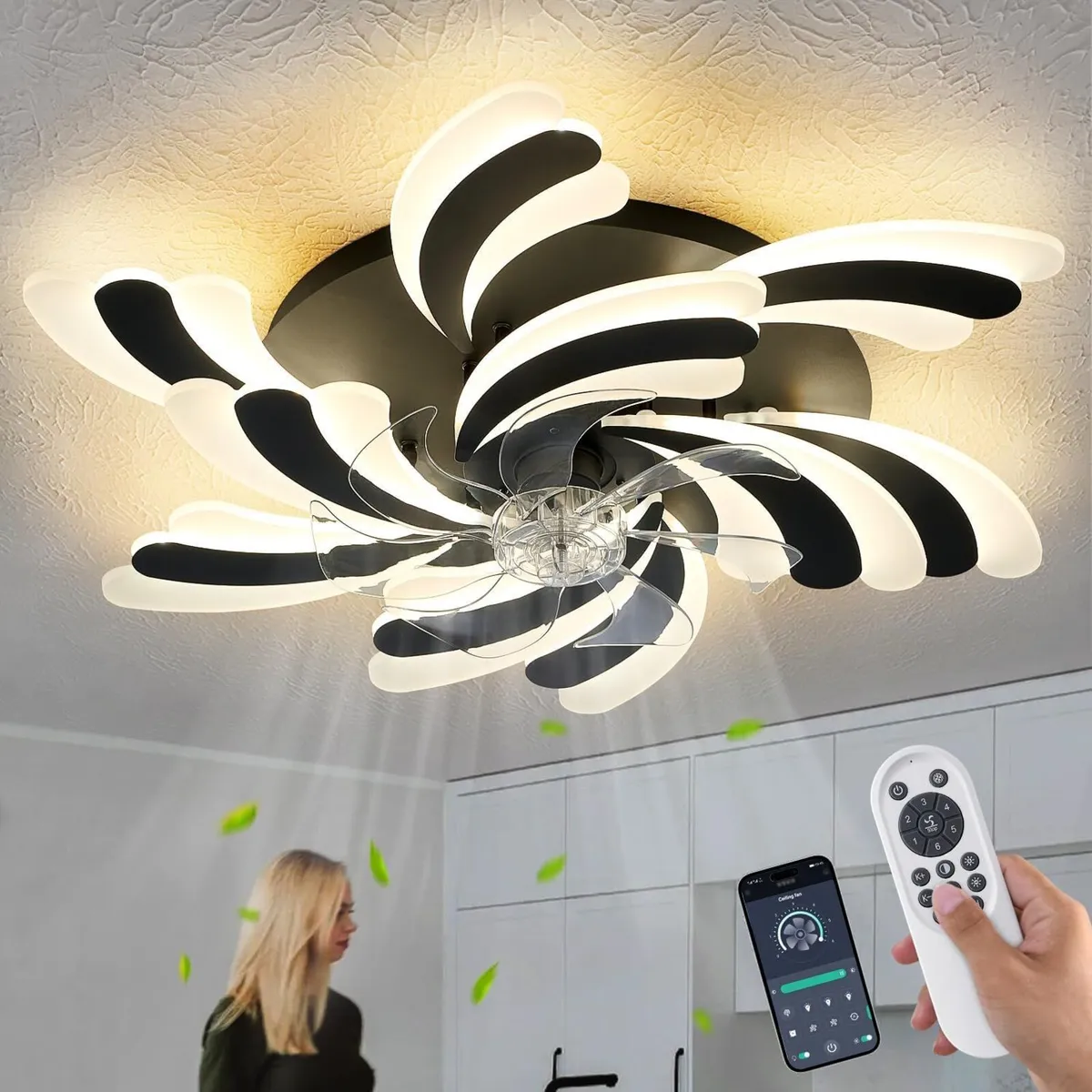 Modern Ceiling Fan with Light and Remote Control - Image 1