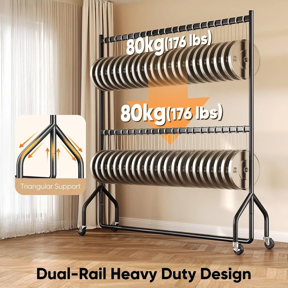 Heavy Duty Double Rail Clothes Rack with 160KG - Image 2