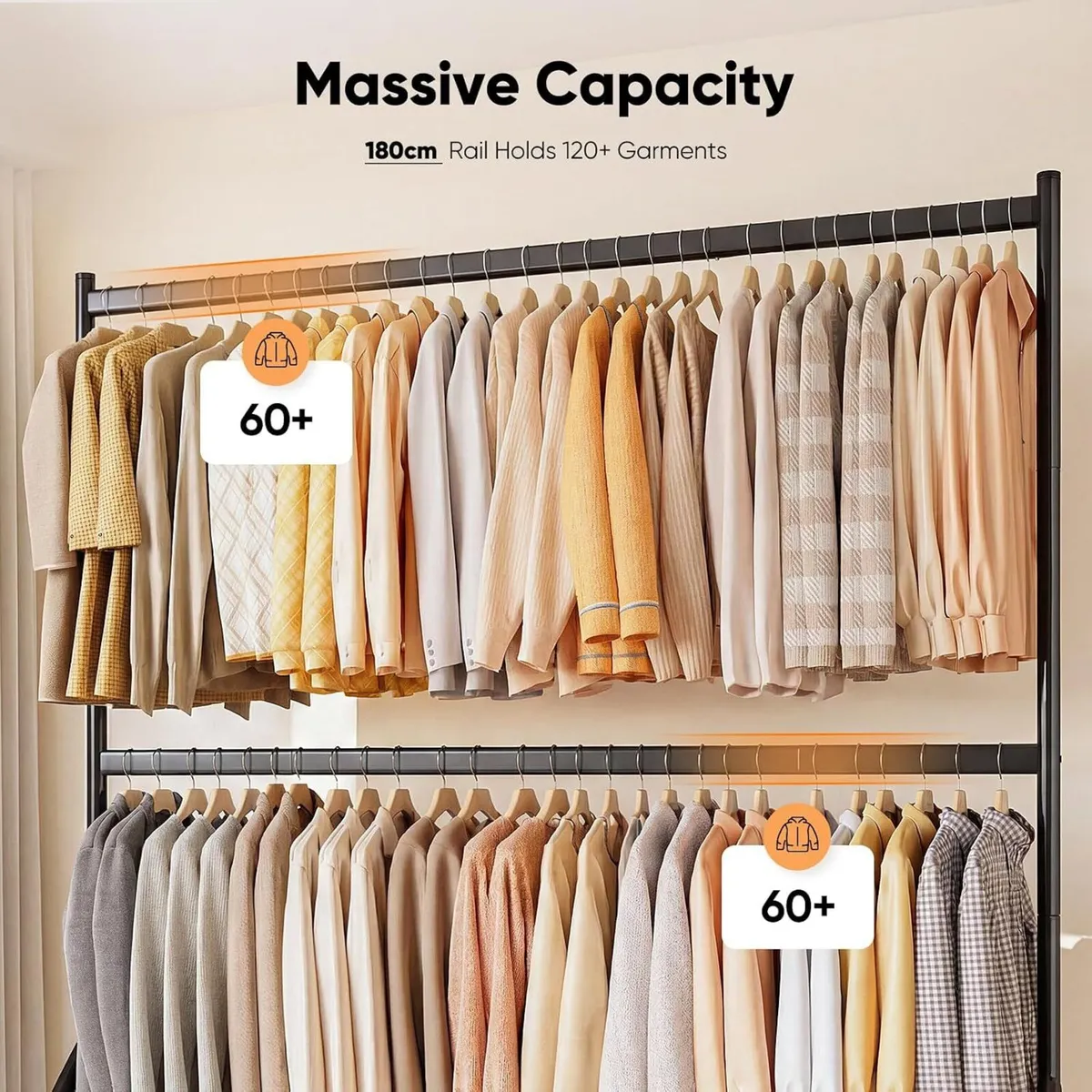 Heavy Duty Double Rail Clothes Rack with 160KG - Image 3